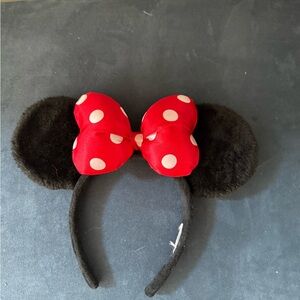 Red Polka Dot Bow Headband with Black Ears